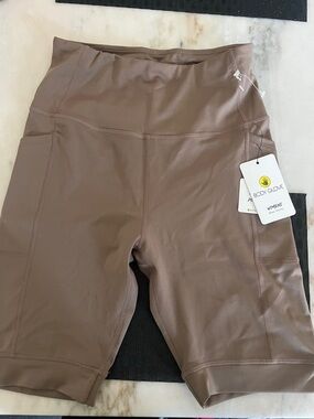 Body Glove Women's High-Waist Bike Shorts in Taupe Brown